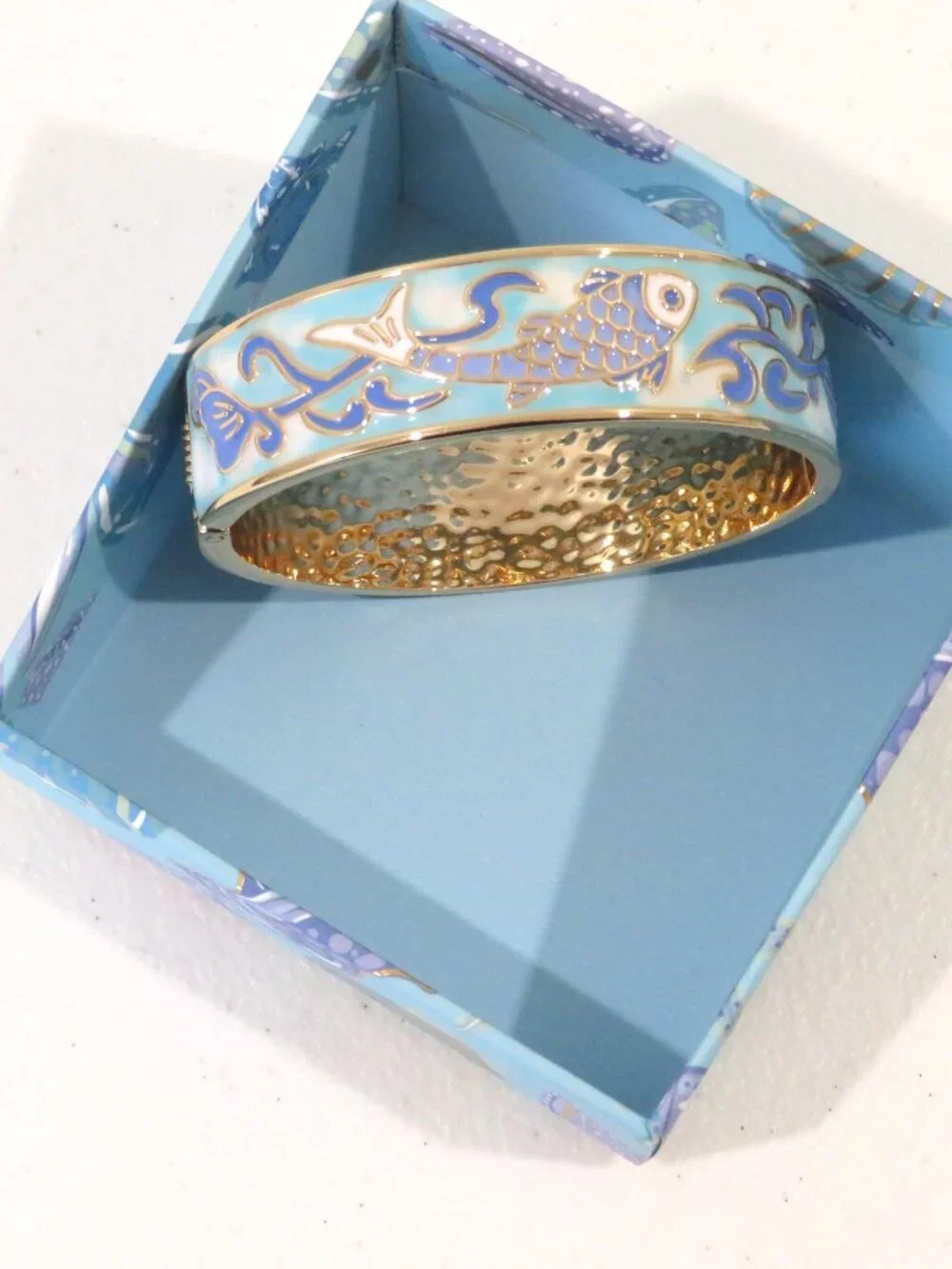 Piper K Hinged Koi Fish Bangle Braclet Enamel NIB